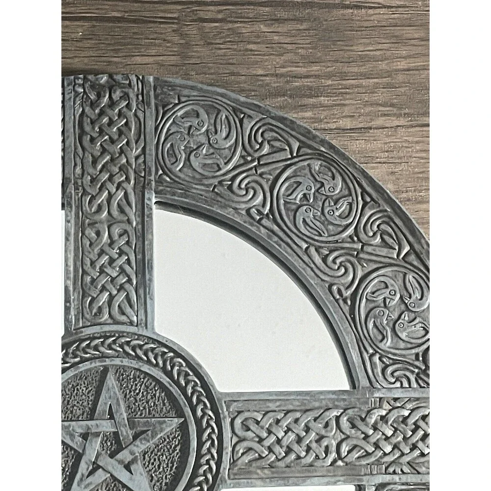 Pentagram Celtic Wall Art Mirror Sculpture Hanging Pentacle Knotwork New Age
